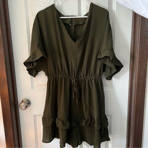 Green ruffle romper size large